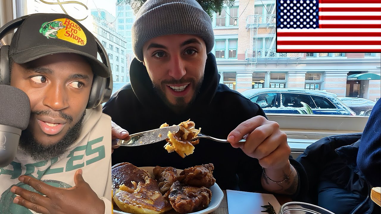 British Guy's First Time Trying an American Breakfast! - ROOT BEER FOR BREAKFAST IS CRAZY!