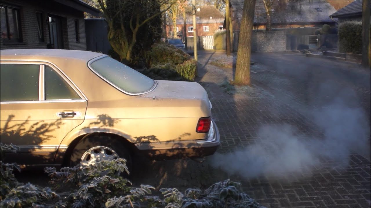 Mercedes-Benz 300 SDL TURBO - W126 - OM603A - WINTER DIESEL COLD START  -7 °C