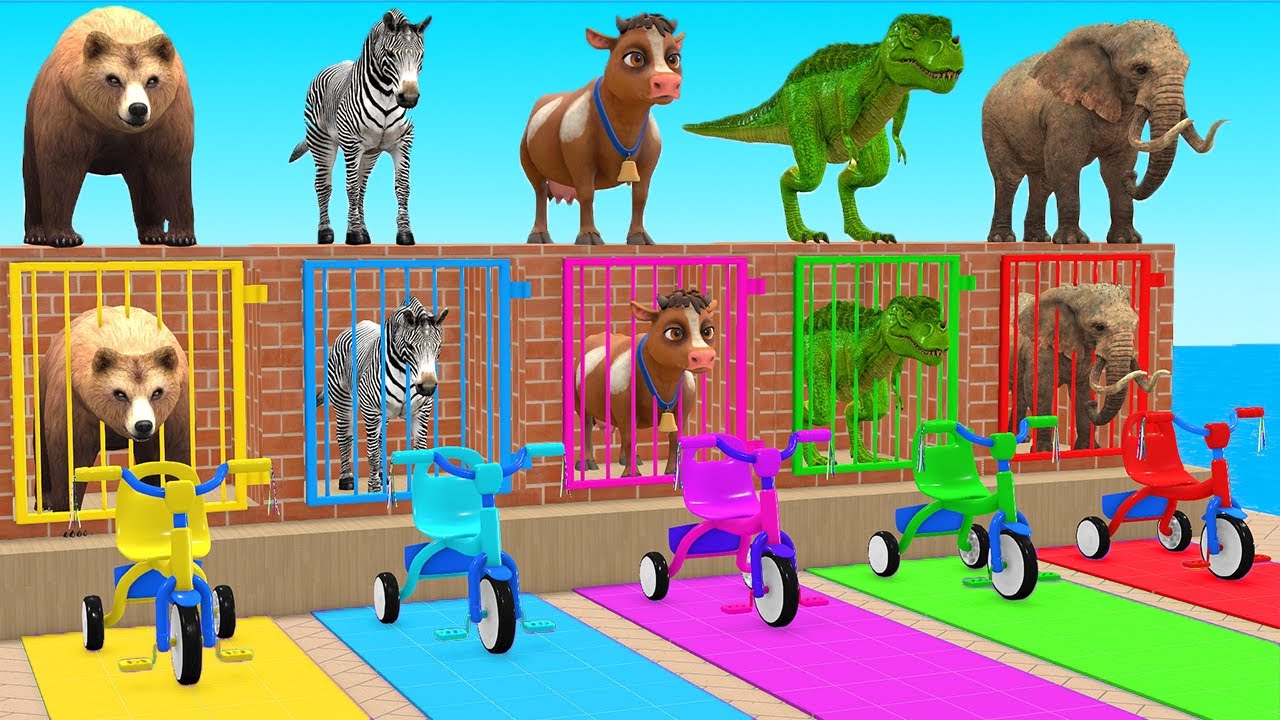 Long Slide Game With Elephant Gorilla Buffalo Hippopotamus Tiger 3d Animal Game Funny 3d Animals #20