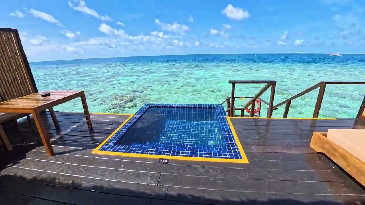 Water Villa with plunge pool and jacuzzi at Adaaran Prestige Vadoo  Maldives🌴 |  Room TOUR 4K Sunset
