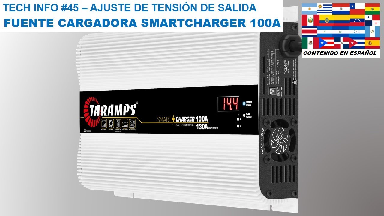 TECH INFO #45 - COMO AJUSTAR LA TENSIÓN DE SALIDA - FUENTE CARGADORA TARAMPS SMARTCHARGER 100/130A