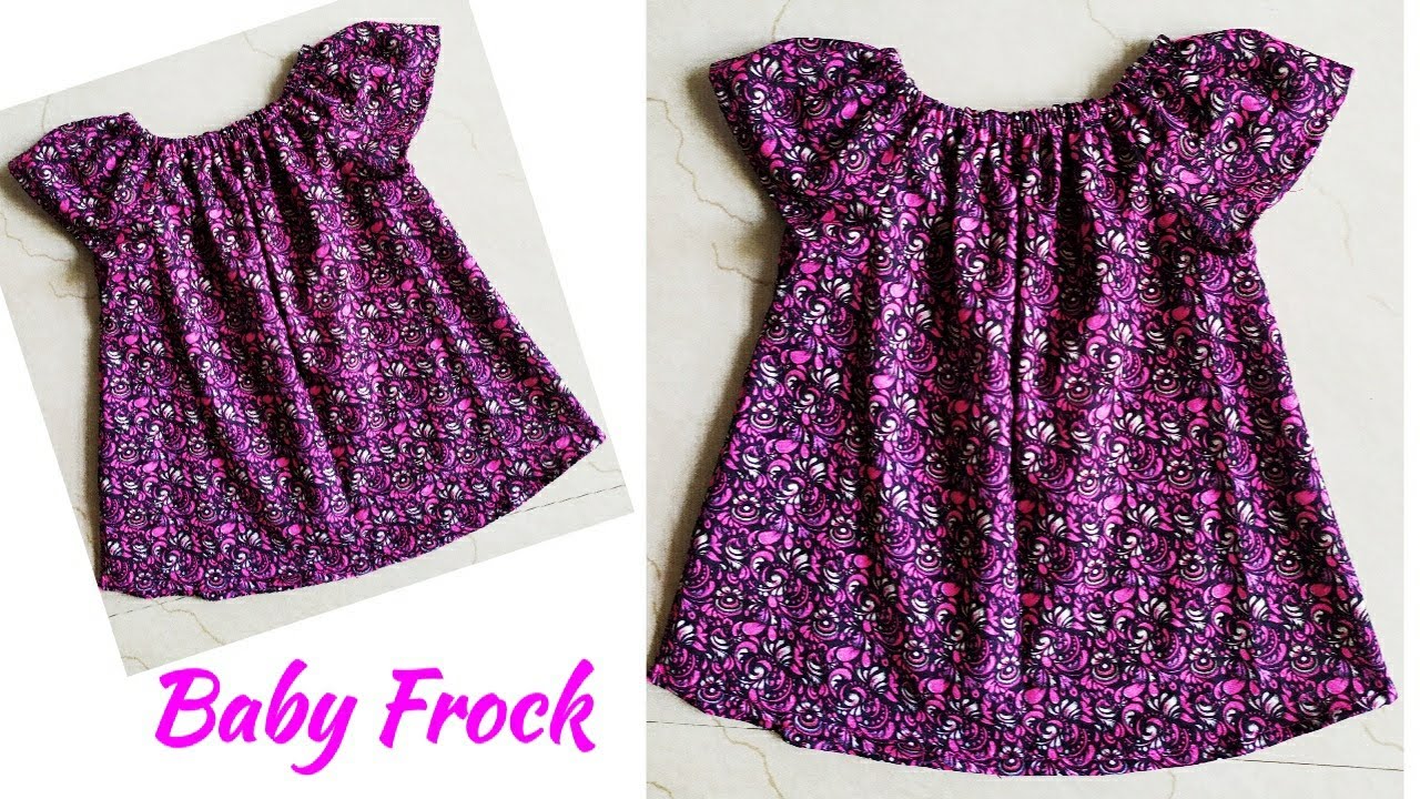 Designer Frill Neck Baby Frock Cutting and Stitching