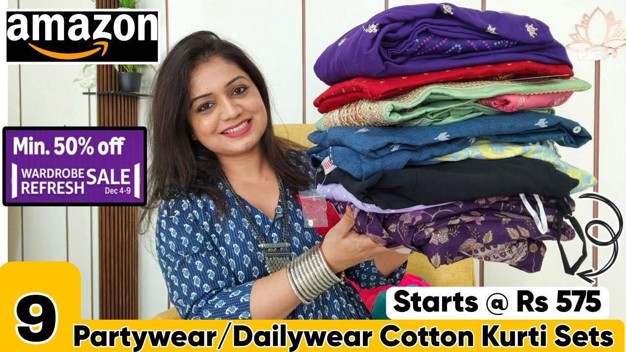 Huge 9 Amazon Kurti/Kurta Set Haul| New Cotton, Partywear Kurti Haul| Amazon Haul
