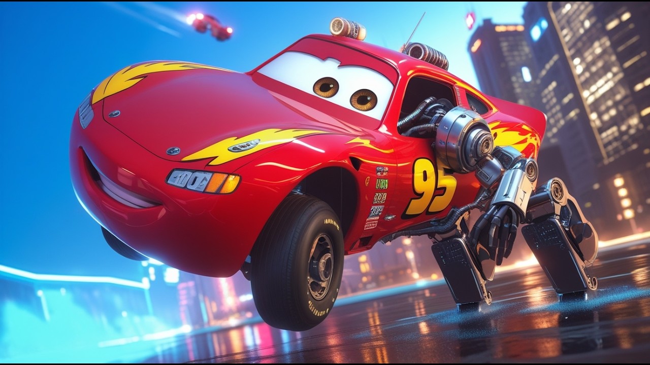 All Monster Cars Attack Lightning McQueen | Robot McQueen vs Big & Small Monster Cars