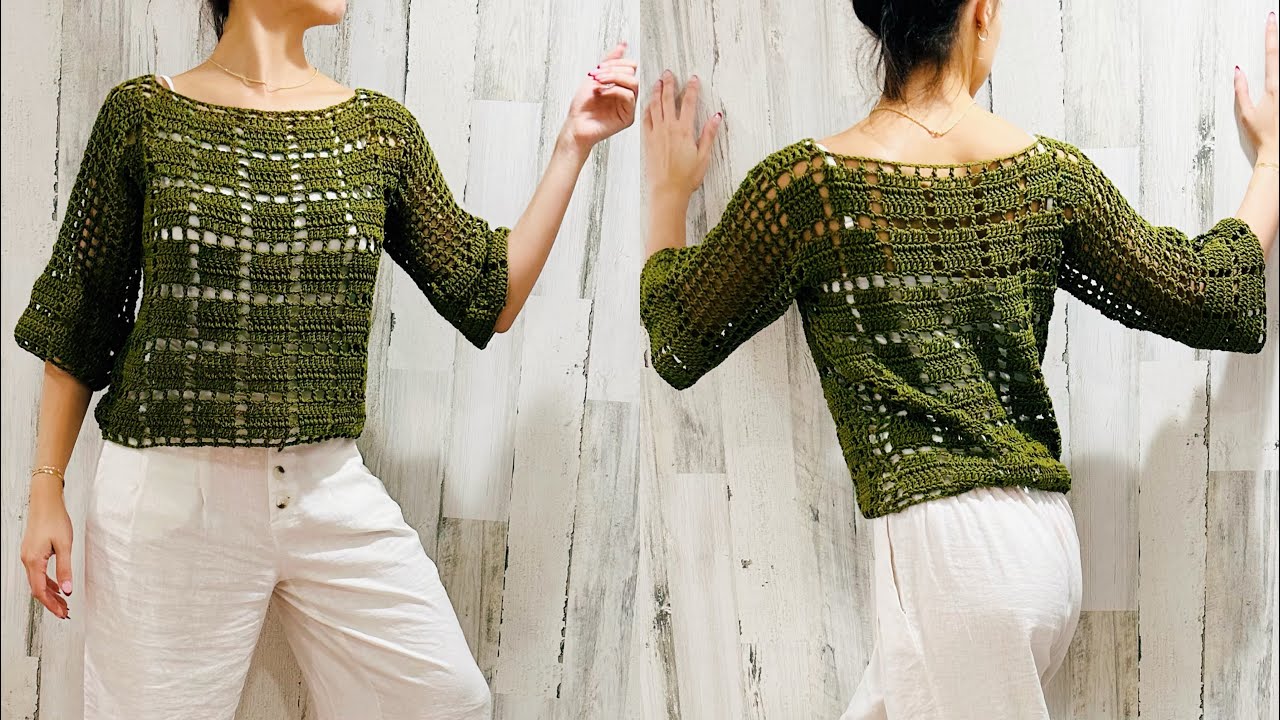 🍃BLUSA DE CUADROS A CROCHET ||TUTORIAL ||