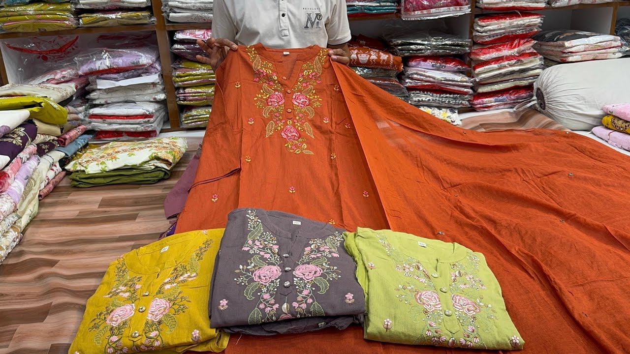 Chickpet Bangalore wholesale designer Kurti sets and cotton sets || Single Peice courier available