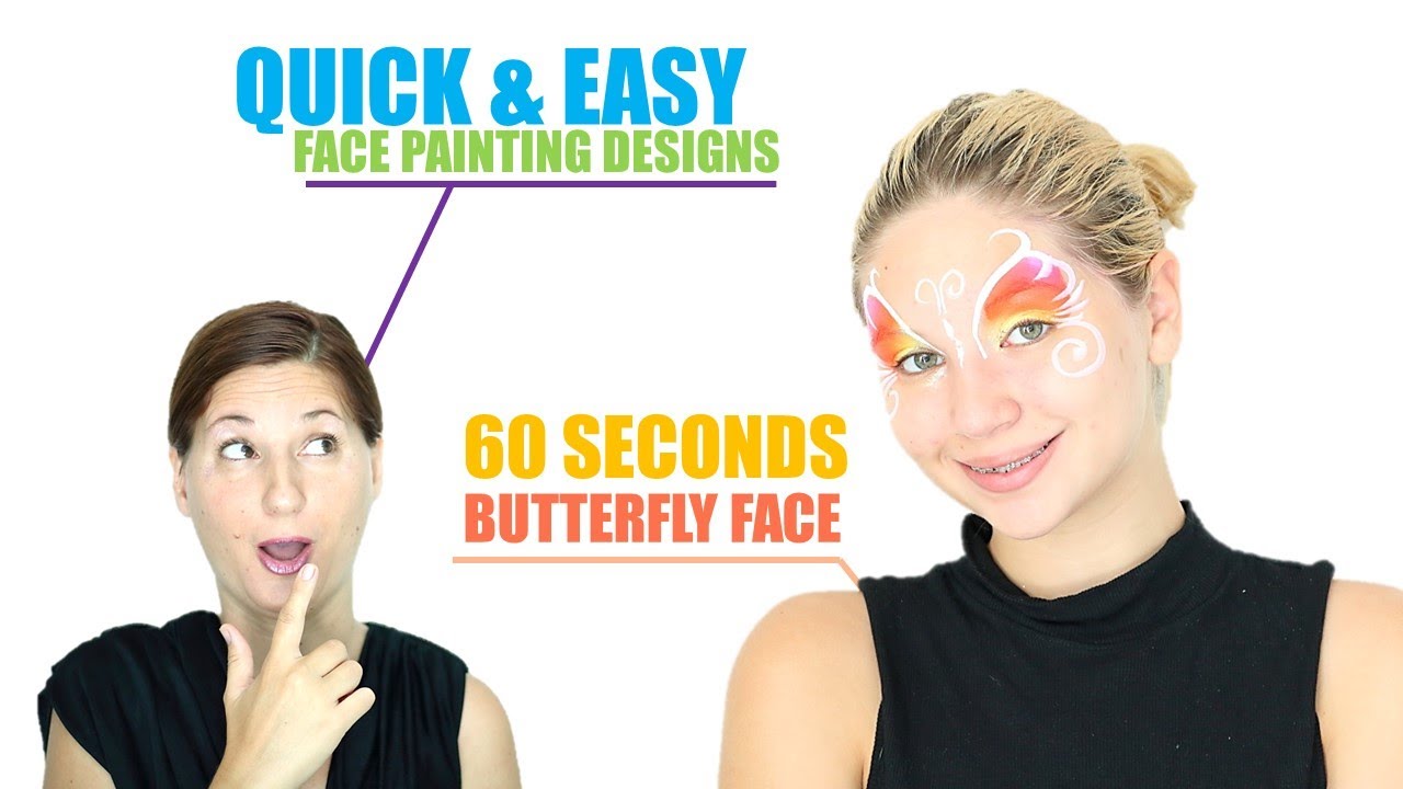 SHORT - Quick and Easy 60 Seconds Butterfly Face Painting Demo - Step by Step