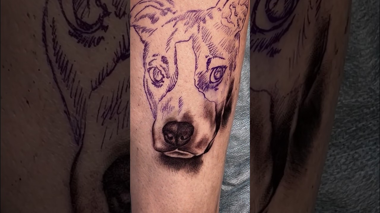 Dog portrait tattoo