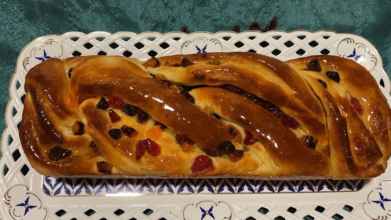 بريوش مظفور بالفواكه المجففة،وماتنساوش لبرة والخيط😂Brioche tressée aux fruits confits ,trop bonne❤️