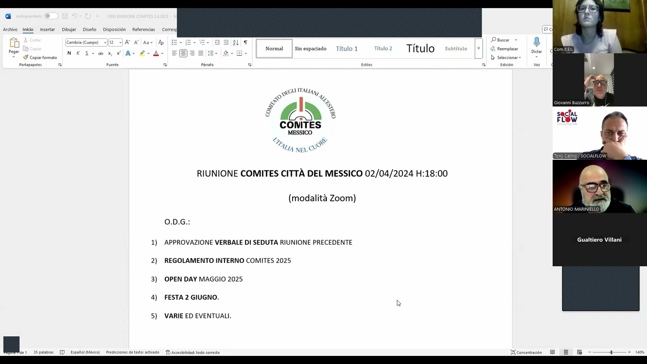 Comites Messico - Riunione Aprile 2025