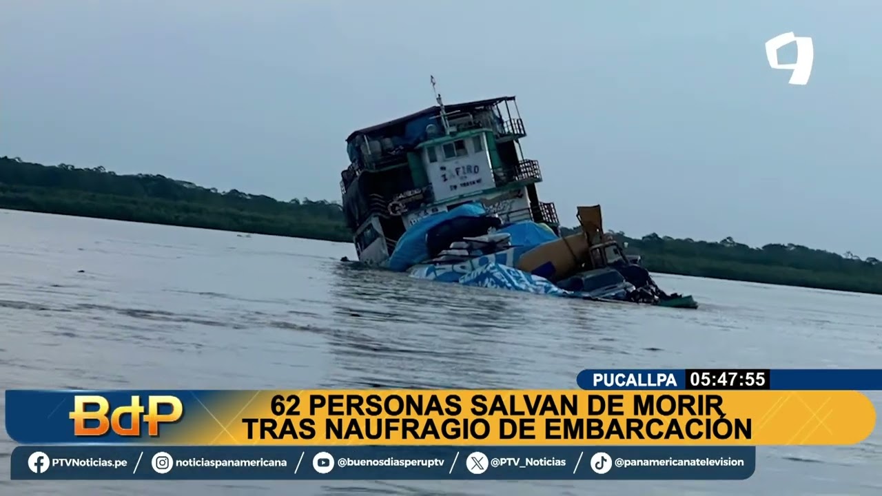 Pucallpa: más de 60 personas se salvan tras hundimiento de embarcación en río Ucayali