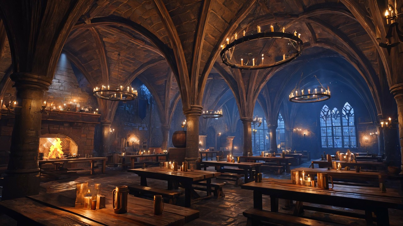 Edinburgh Castle Pub Ambience 🔥 Fireplace & Candlelight | Celtic Music | 4K