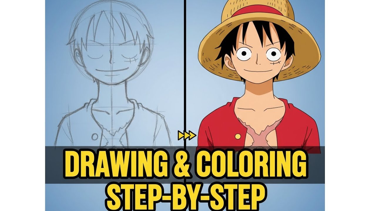 Luffy drawing tutorial step by step 