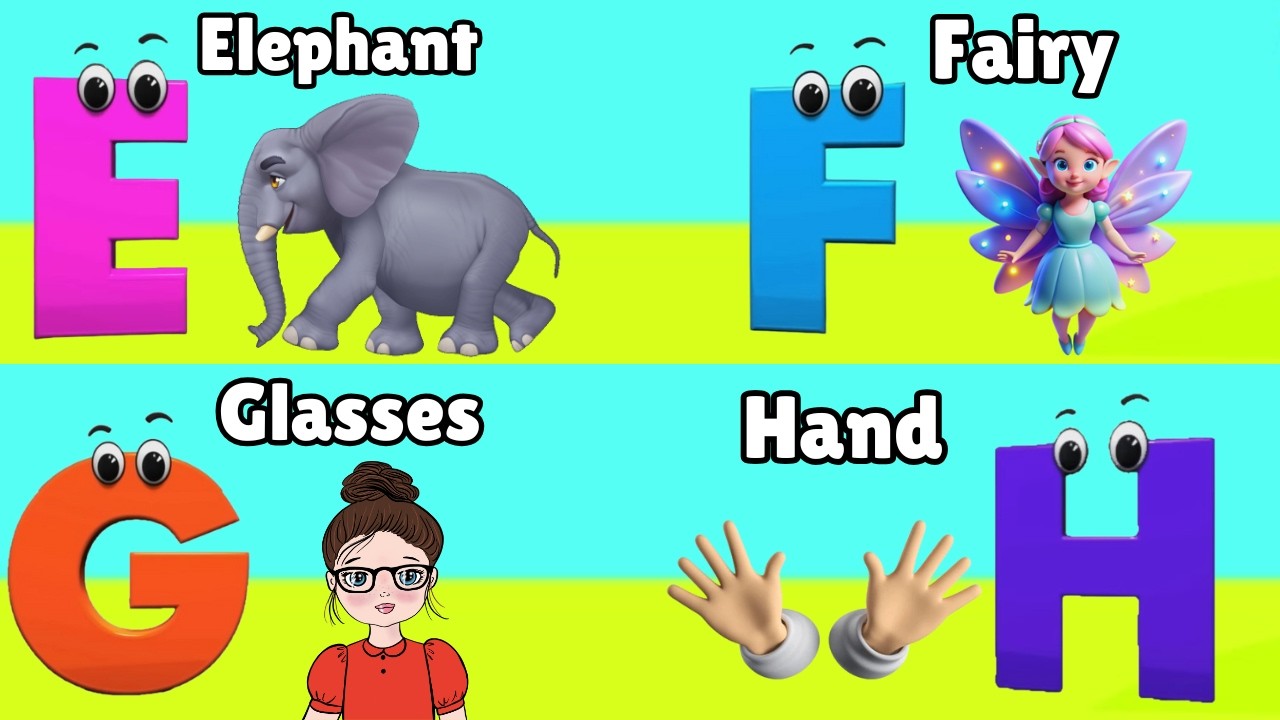 Песенка про фонетику ABC - обучающие видеопесни для малышей, буква А — яблоко, детские стишки, пе...