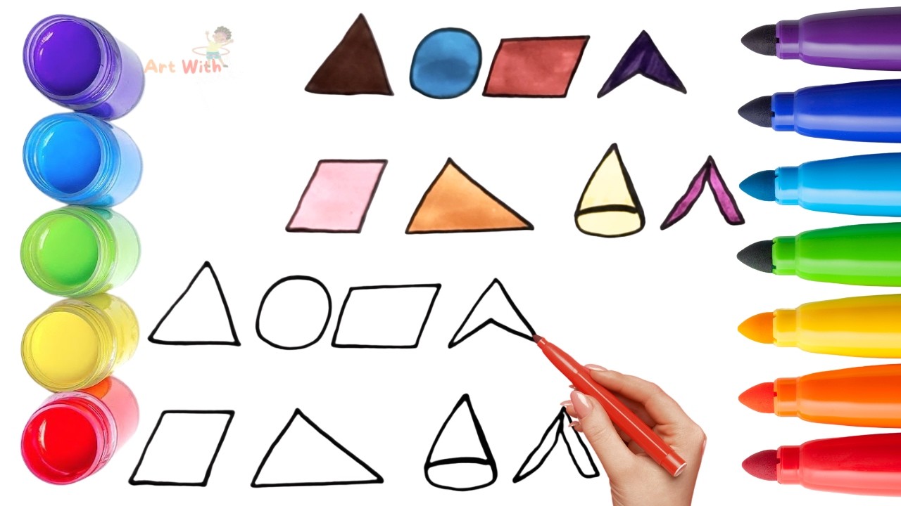 Как рисовать милые фигуры. Рисование, раскрашивание и создание картинок для детей и малышей. Детс...