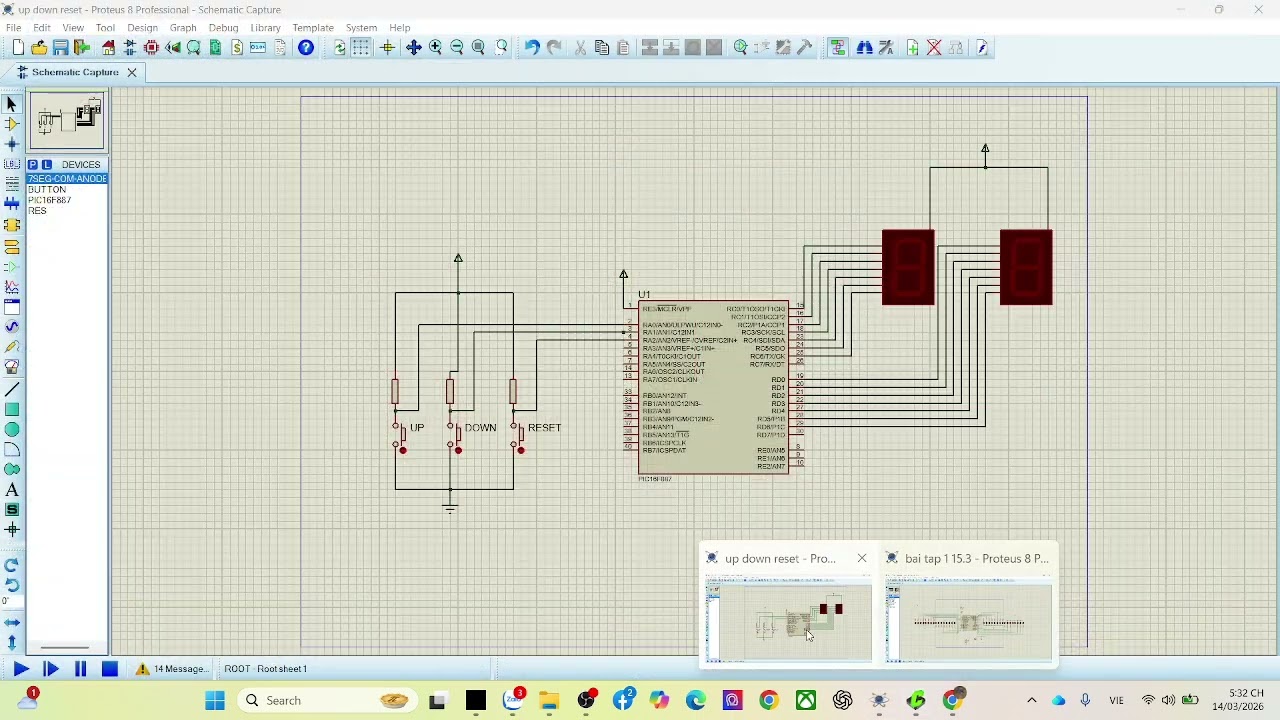 MÔ PHỎNG LED 7 ĐOẠN, LED ĐƠN VÀ NÚT NHẤN