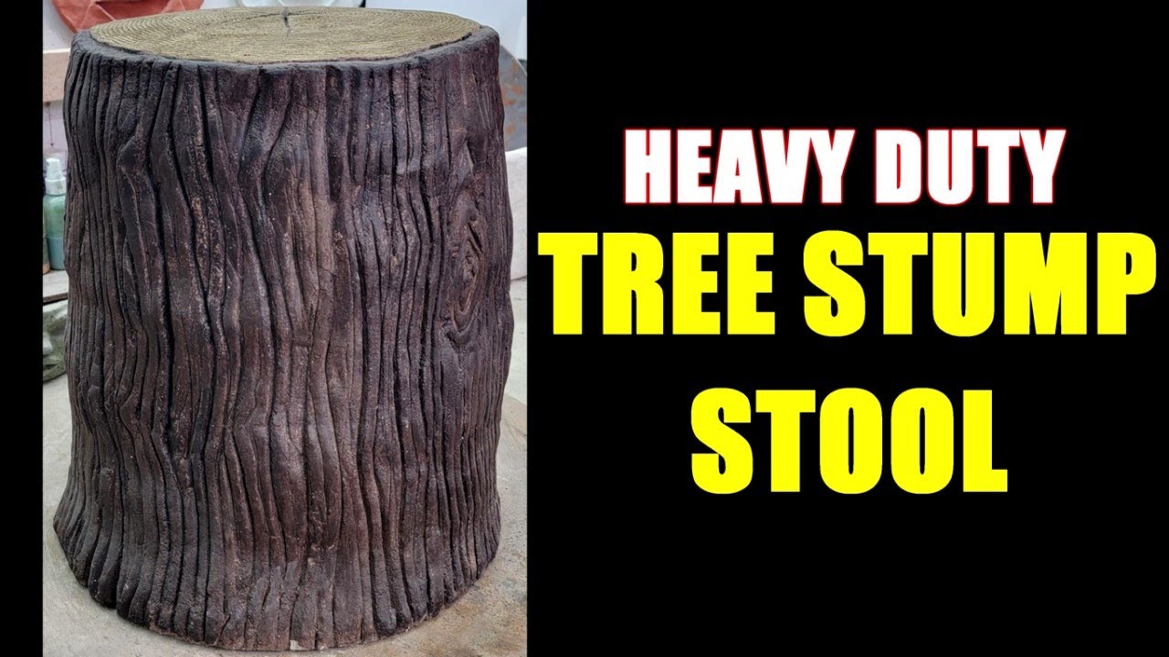 DIY Concrete Tree Stump Stool