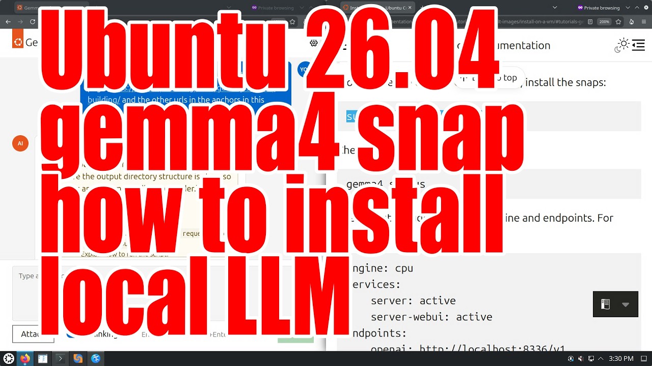 Ubuntu 26.04 gemma4 snap - how to install local LLM tutorial - May 2026 - 294e7d13