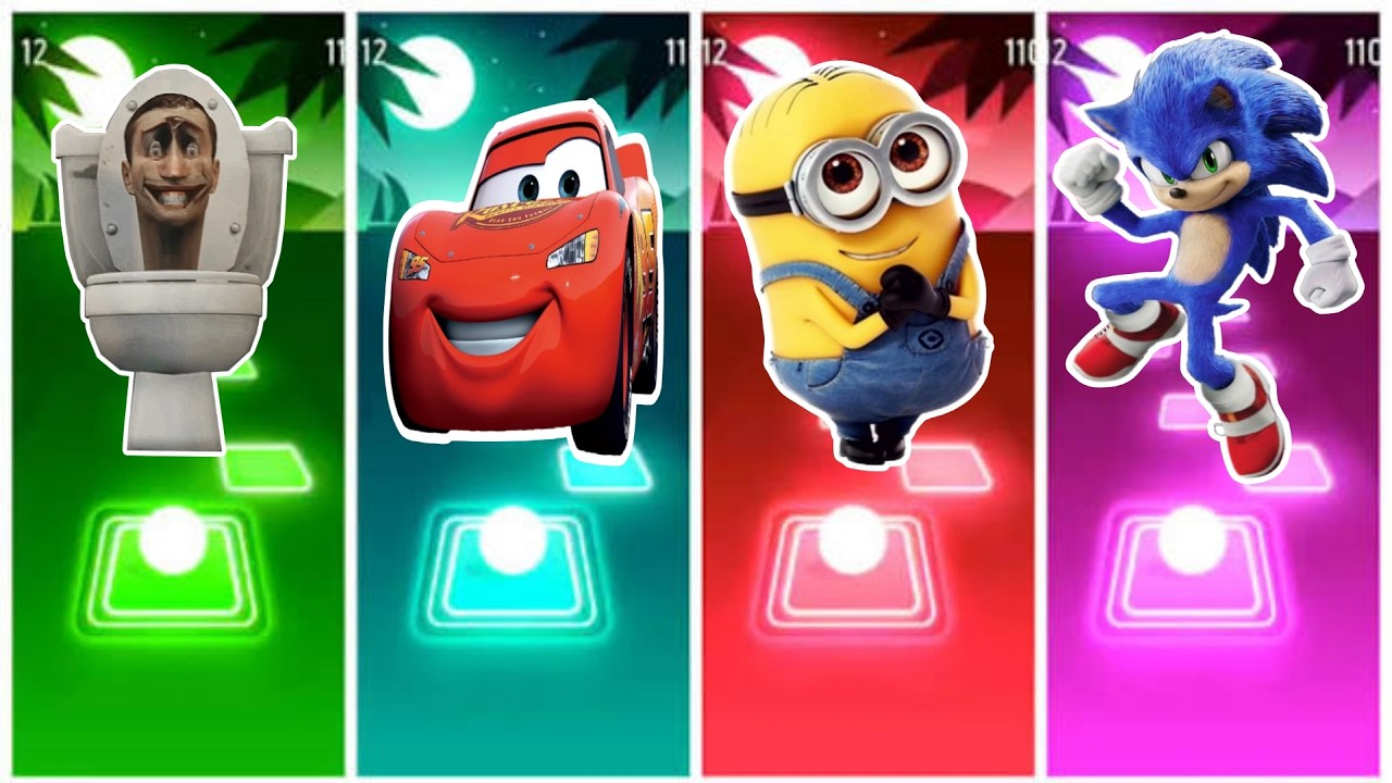 EPIC TILES HOP BATTLE ll MCQUEEN EXE 🆚 SKIBIDI TOILET 🆚 MINIONS  🆚 SHIN SONIC #tileshop #edmrush