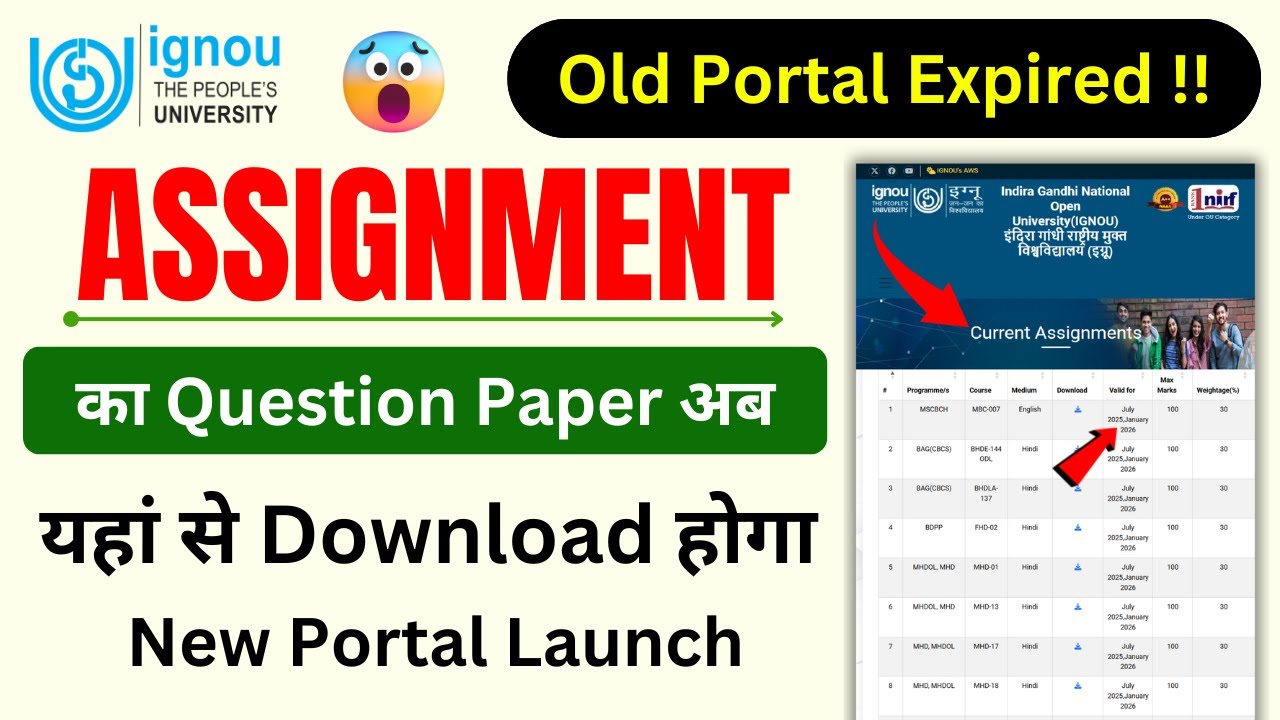 (Breaking News) IGNOU Launch New Portal for Downloading Assignment Question Papers_IGNOU New Update