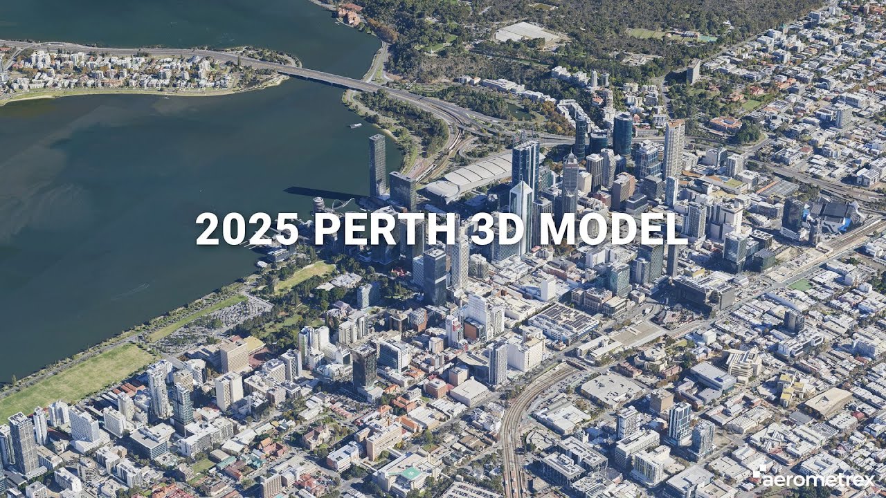 Video Flythrough of Perth 3D Mesh Model created by Aerometrex and captured in 2025