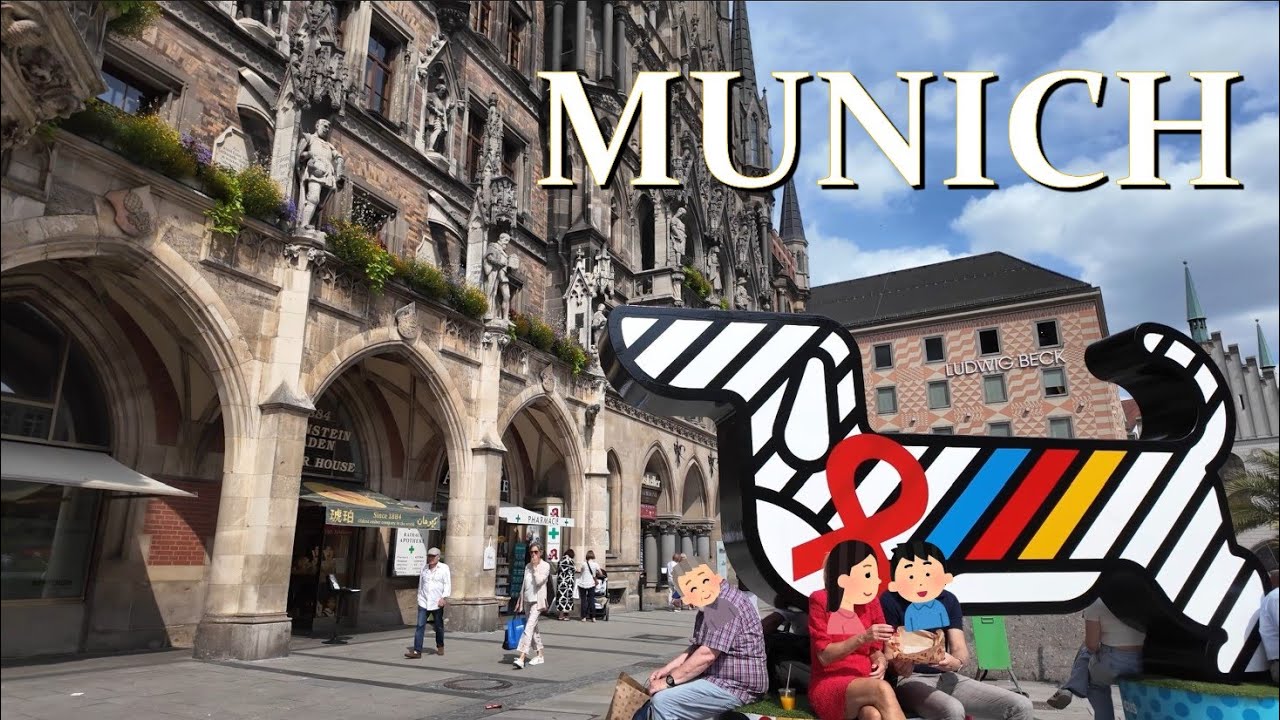 Walking through beautiful downtown Munich, Germany | Binaural 4K