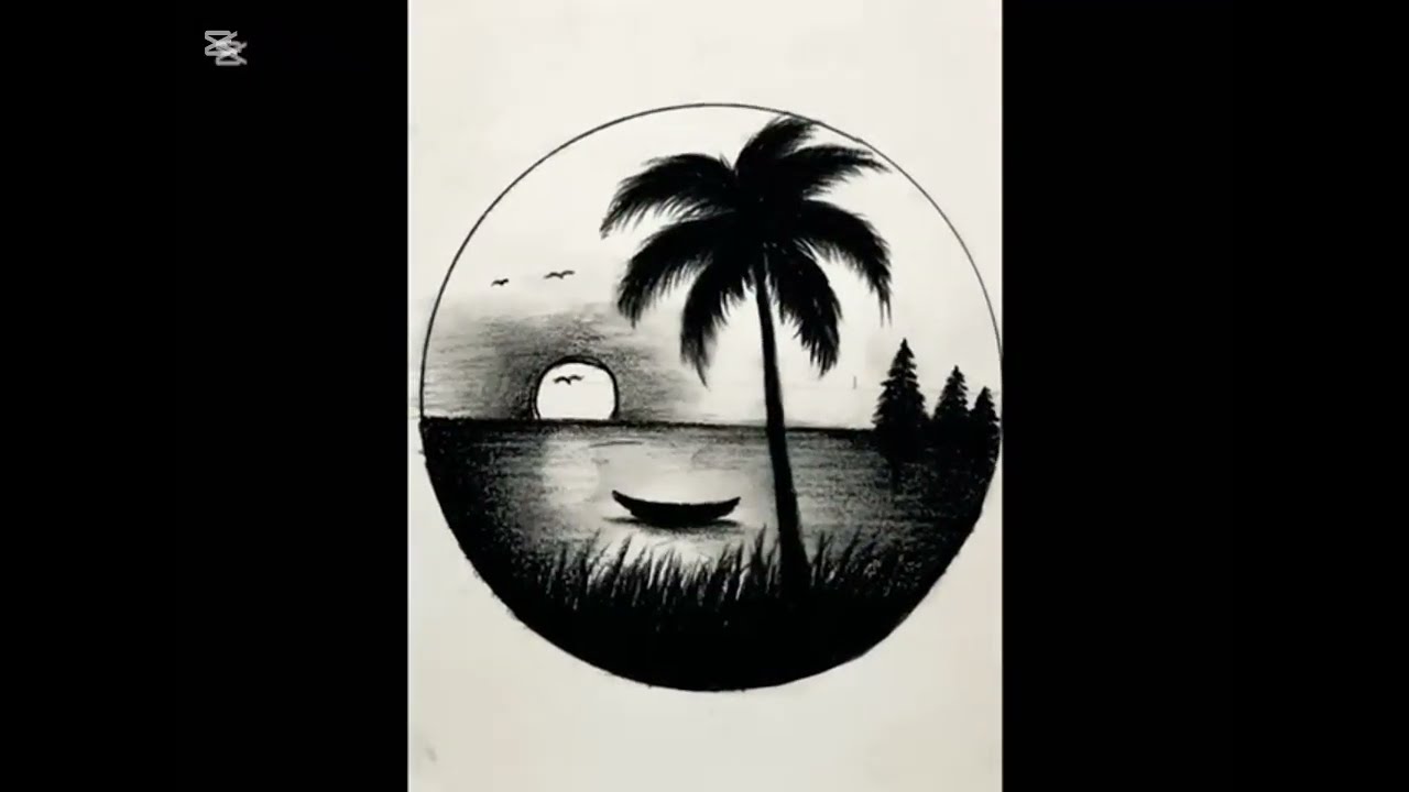 Landscape scenery drawing by pencil easy ways,Pencil drawing nature easy. #art , #drawing , #نقاشی 