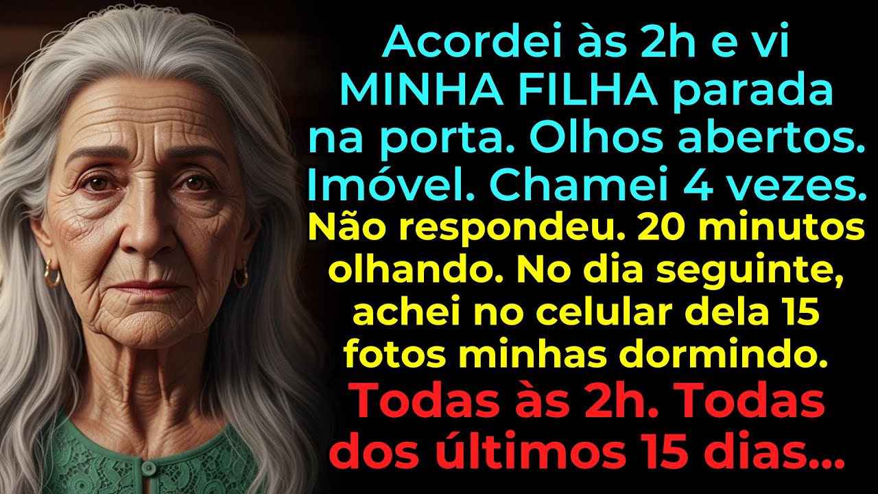 Acordei às 2h com MINHA FILHA imóvel na porta,  no celular dela havia 15 fotos minhas dormindo…