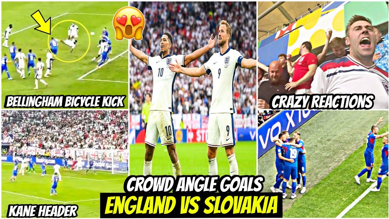 🔥Wild Reactions to Bellingham Last Minute Bicycle Kick & Kane Header! Crowd Angles Goal vs Slovakia