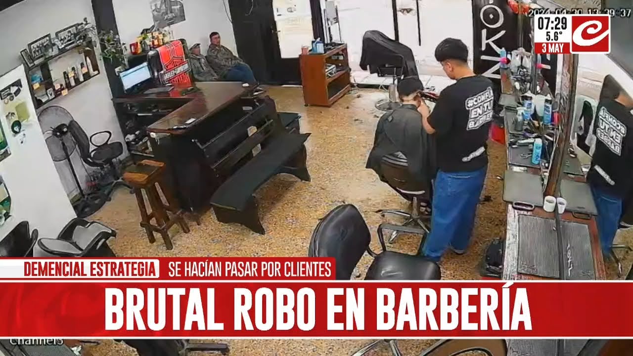 Brutal robo en barber&iacute;a queda registrado en las c&aacute;maras de seguridad