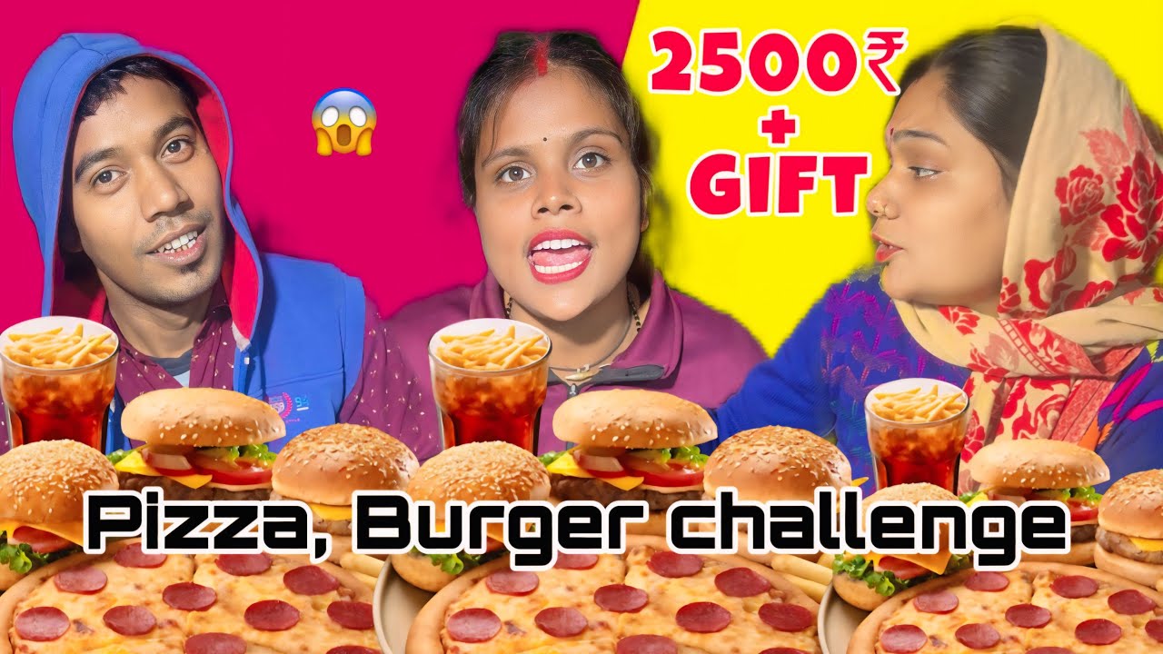 80 second challenge🤬| Pizza, Coldrink & Burger खाओ 2500₹ Cash & Milton bottle 🎁ले जाओ 🥵| MUKBANG 