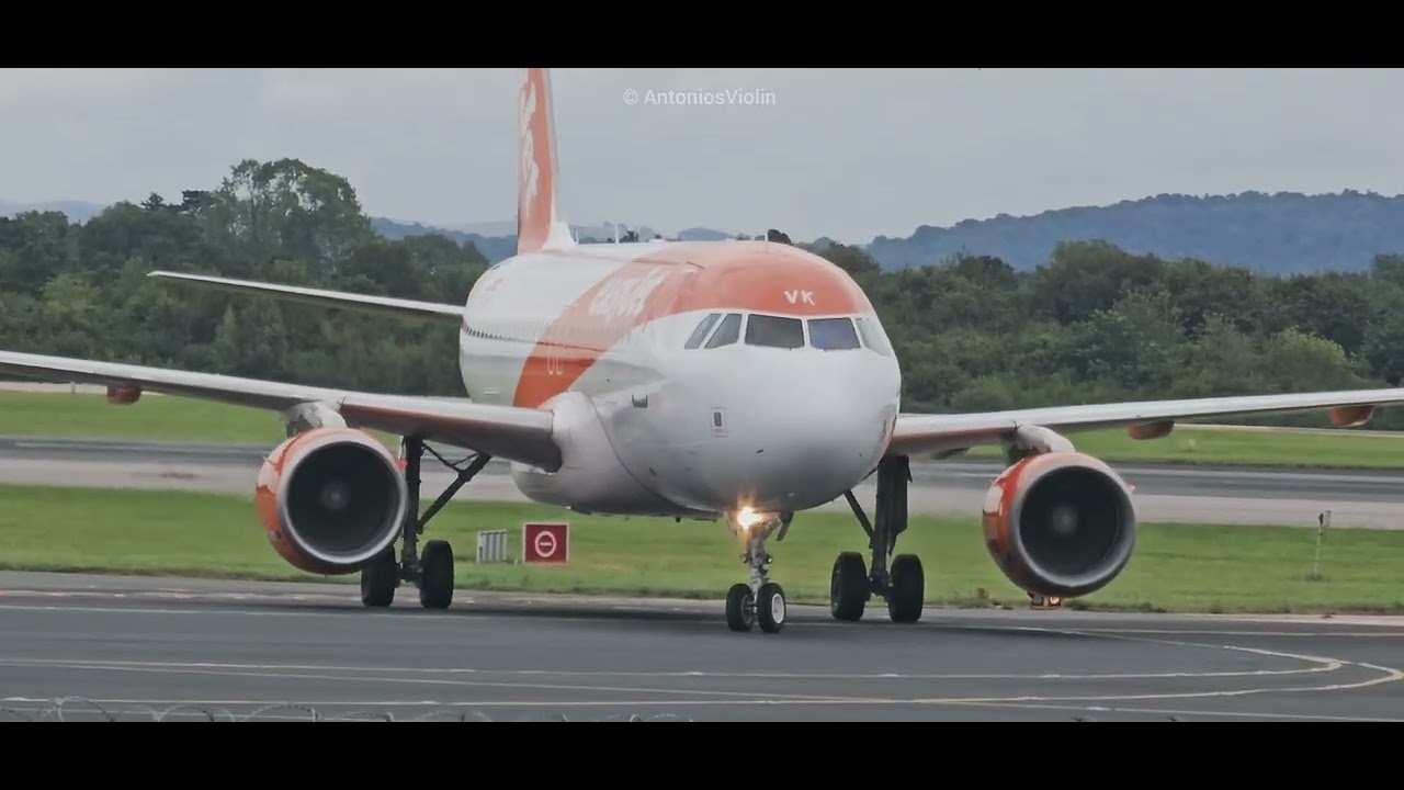 EasyJet A319-100 Landing Roll & Taxi at Manchester Airport