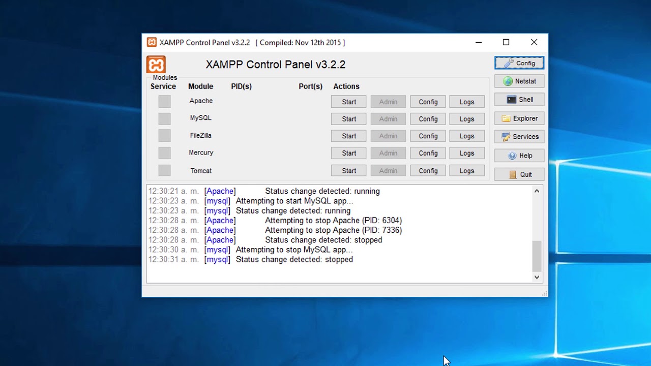 Inicio autom&aacute;tico de m&oacute;dulos en XAMPP