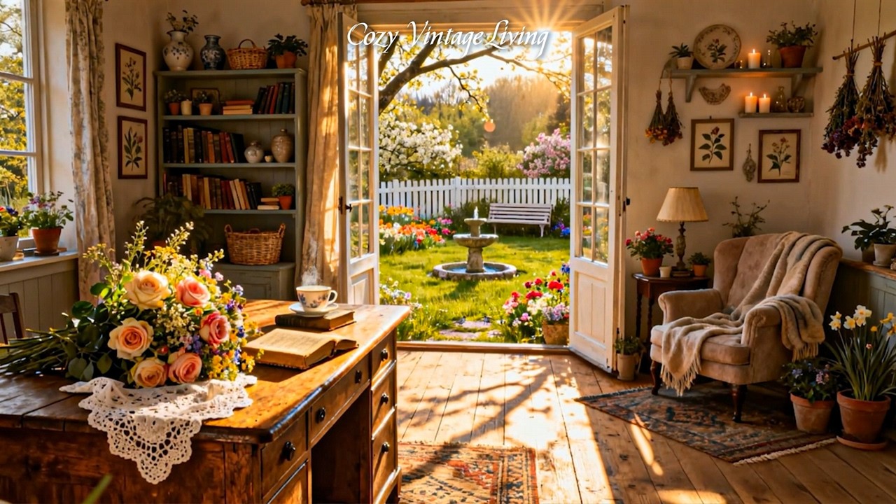 Cozy Spring Morning at Grandma&rsquo;s Cottage 🌸1940s Jazz Playing in Another Room