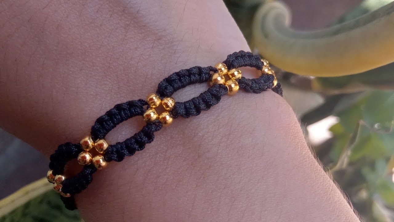 Como fazer pulseira Macrame com miçangas