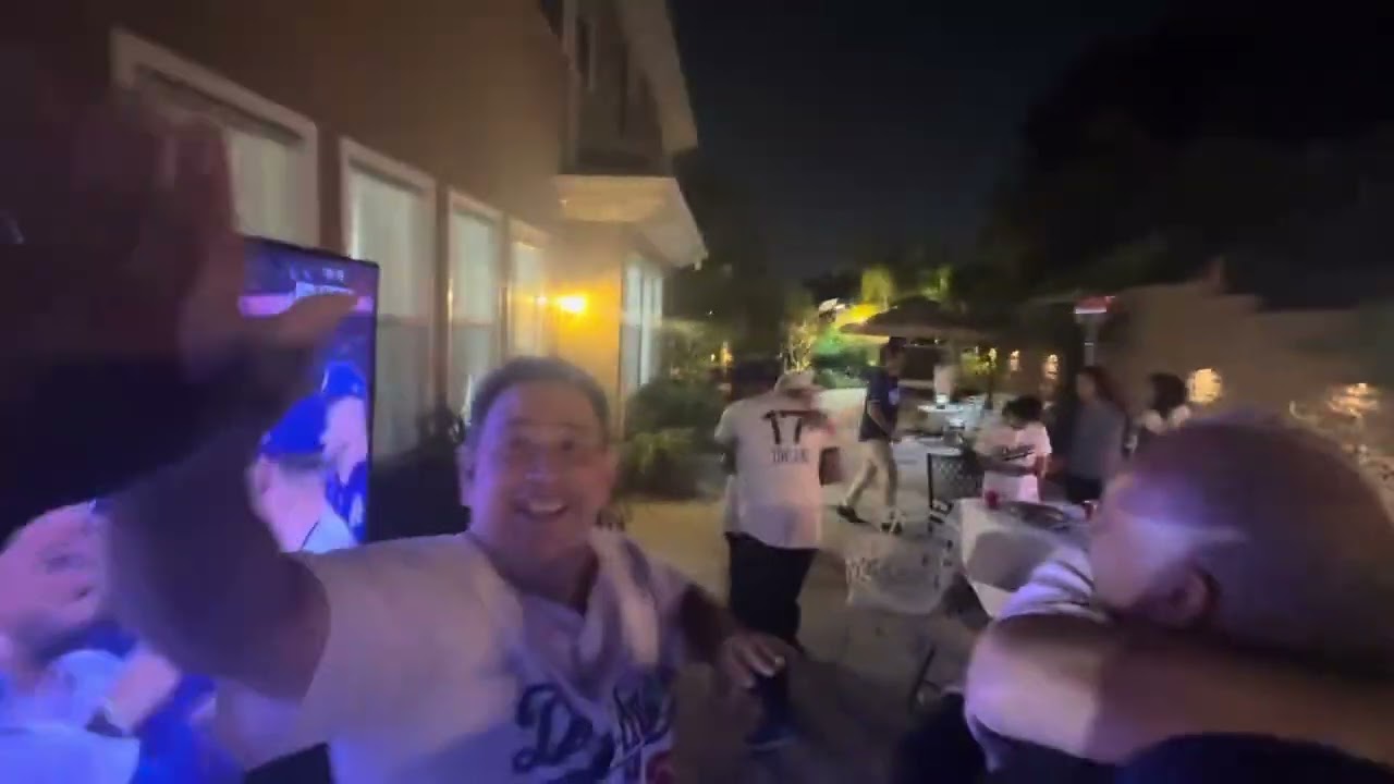 Fan reaction to the Dodgers winning the World Series