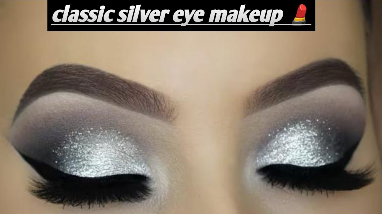 Classic silver Glitter eyes makeup tutorial 👀💄