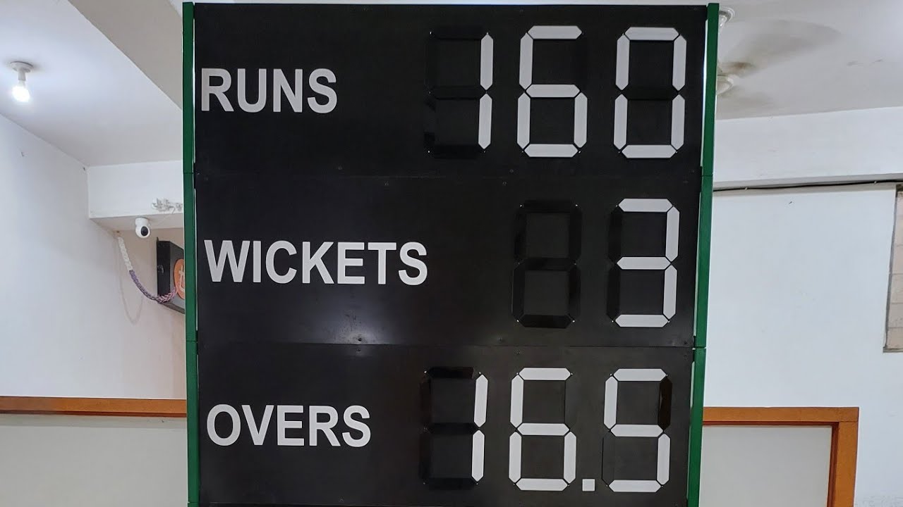Cricket scoreboard manual flip type.