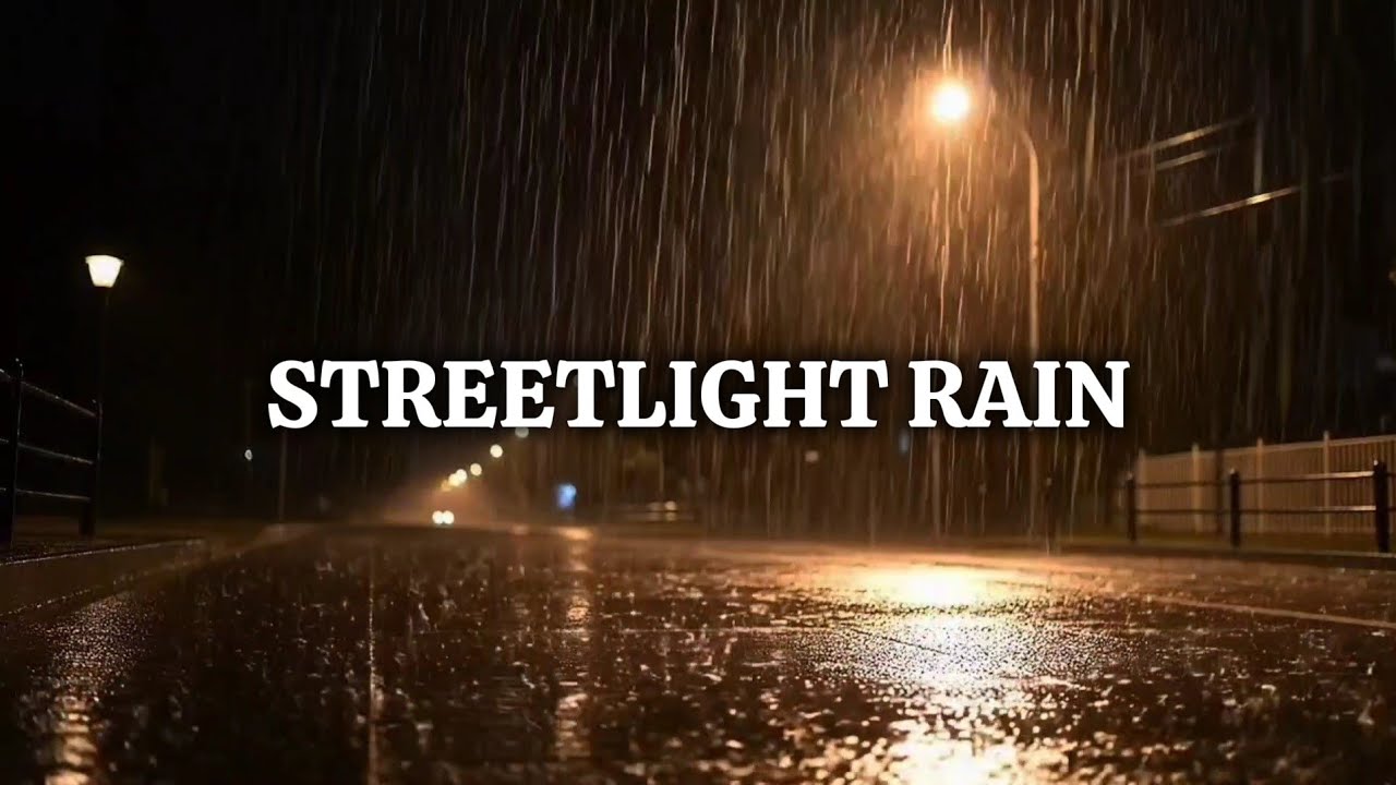 Streetlight Rain Ambience 🌧️ 3 Hours Night Rain Sounds for Sleeping & Relaxing
