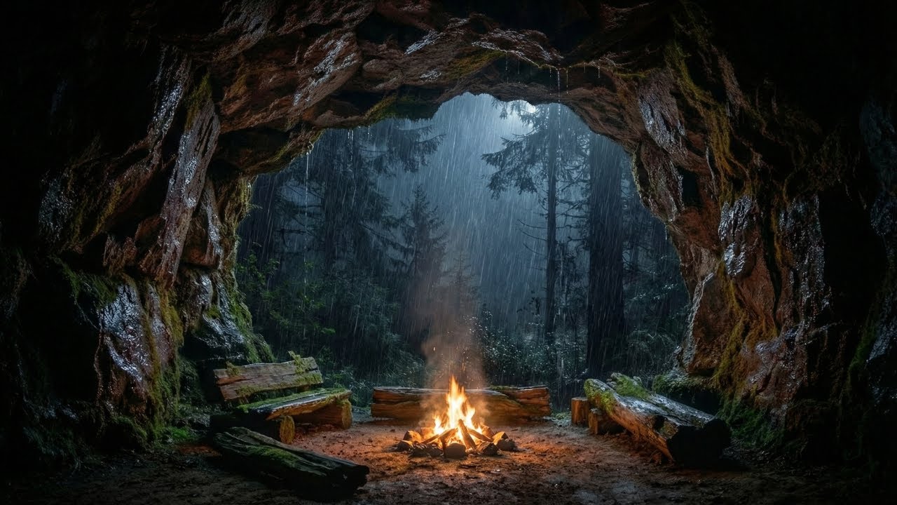 🔴 LIVE Endless Rain 🌧️ Forest Cave Heavy Rain Sounds for Sleeping Deeply