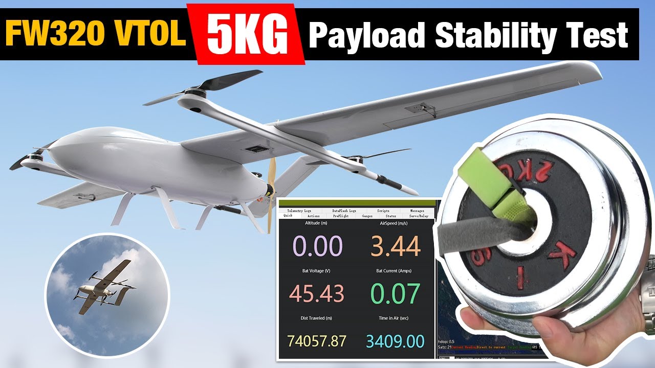 YANGDA FW-320 VTOL drone 5kg payload stability test