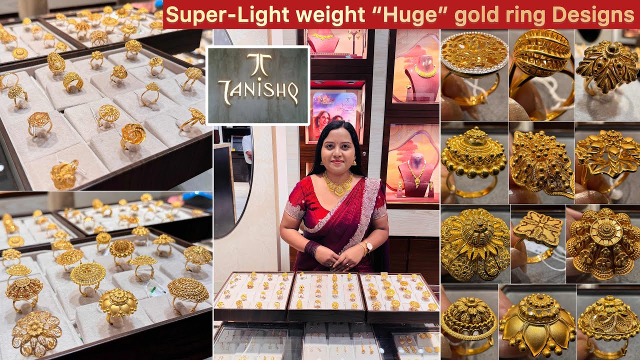 3gm & 14% VA😲Light weight 22KT “Huge” Gold Cocktail ring collection from Tanishq | Gold rings✨💛