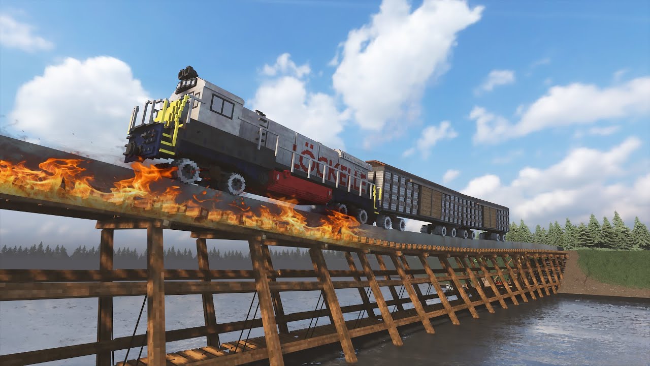 Realistic Train vs Dynamic Wooden Bridge 😲 | Teardown