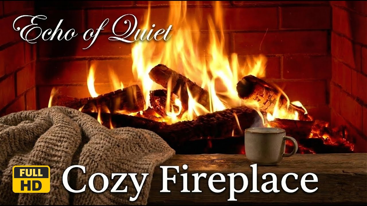 Cozy Fireplace with Crackling Fire & Ambient Music (1 Hour) | Full HD 1080p