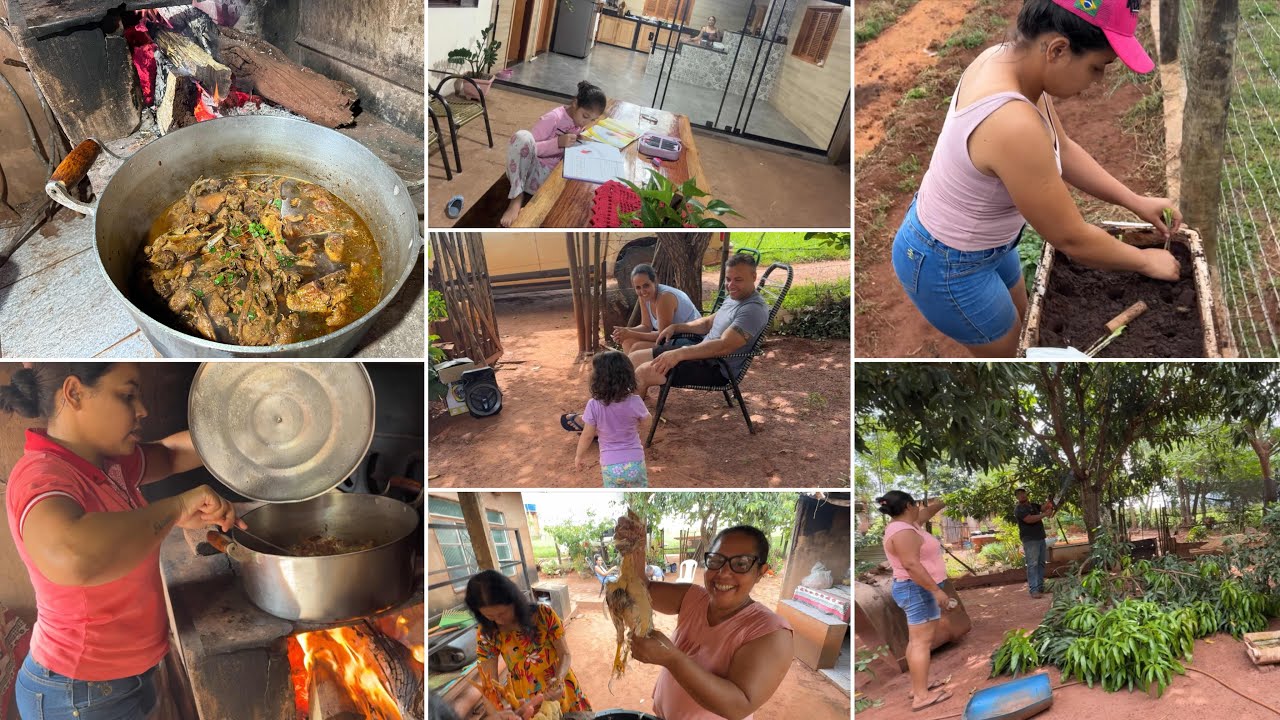 NOSSO DOMINGO NA DONA SOGRA| PREPAREI MOLHO DE FRANGO PRA FAMÍLIA😋| MARIDO PODOU AS PLANTAS DELA!!