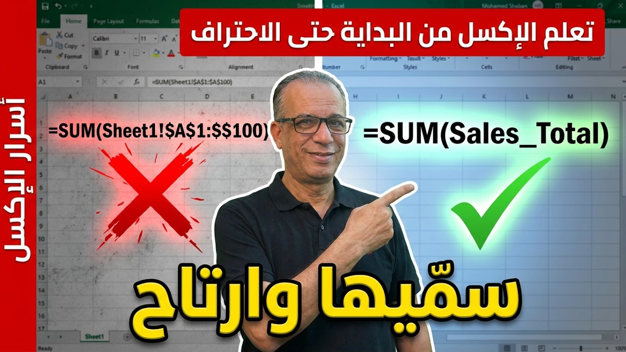 معادلات الإكسل | تحديد اسم خلية أو نطاق من الخلايا