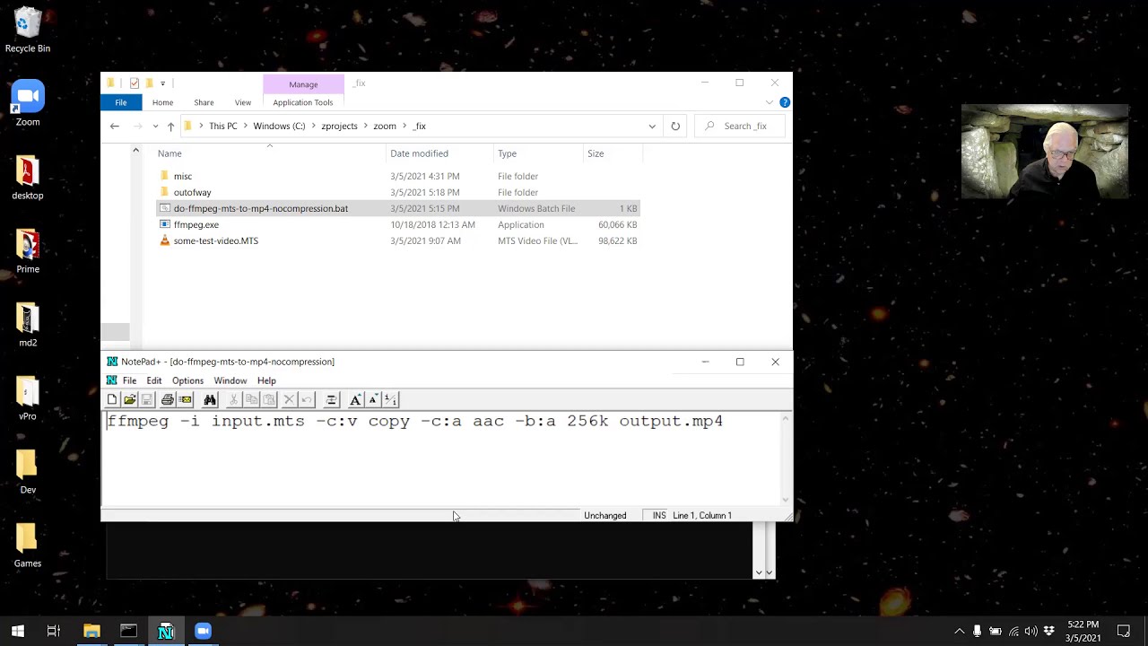 Convert MTS to mp4 using ffmpeg (Tutorial)
