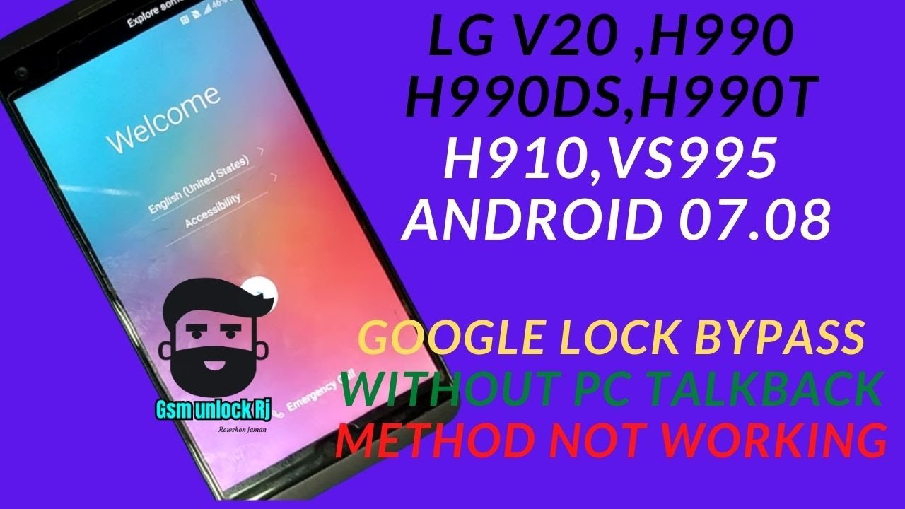 LG V20 F800S & H918,H990N,H990DS/H910 FRP/Google Lock Bypass android 9  Without PC Latest Security