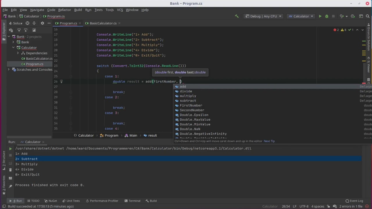 C# - Very Basic Calculator Using Delegates