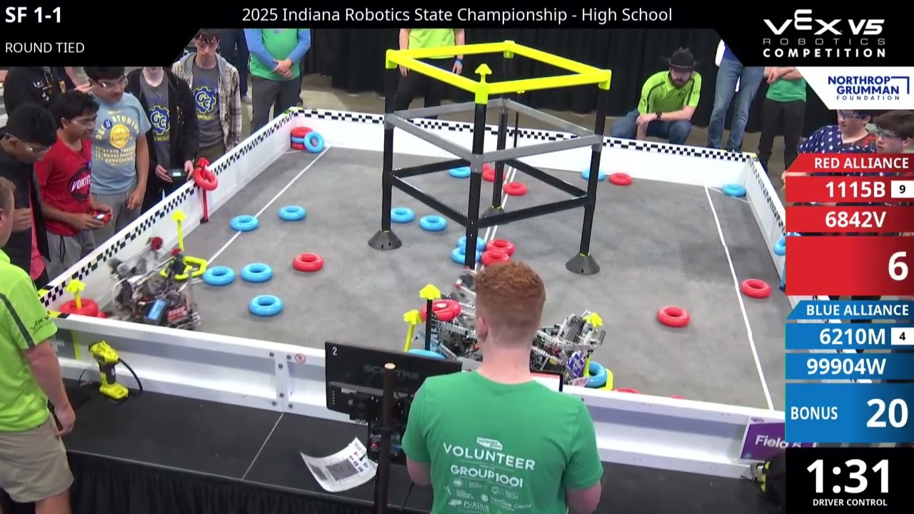 Indiana Regionals : V5RC HS - SF #1-1 - 1115B & 6842V vs 6210M & 99904W - Auton + Driver